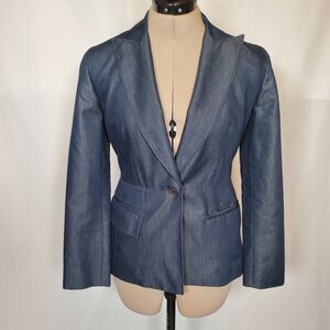 Vintage Emanuel Ungaro Women’s Denim Blazer Size 2 Blue Lightweight Italian
